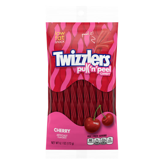 (S7-10) US - TWIZZLERS PULL 'N' PEEL Cherry Peg Bag - 6.1 oz (173g) x 12 Units